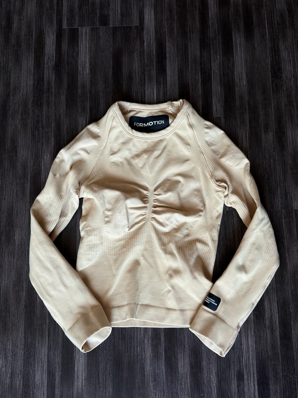 Adidas formotion Women's Long Sleeve Scrunch Front Top in Beige size XS